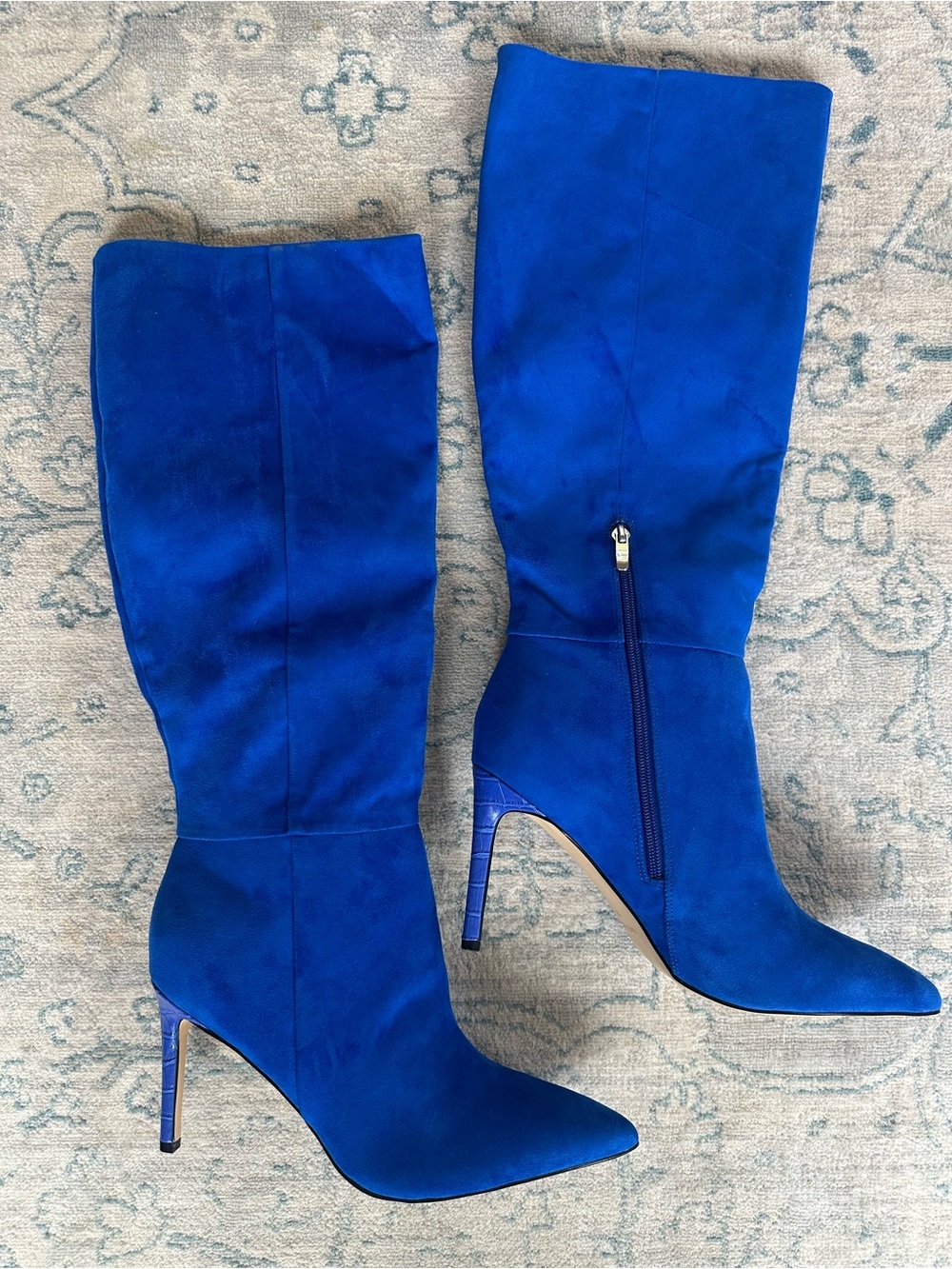 NEW Nine West Knee High Boots Women’s 11 Royal Blue Suede Pointed Toe Stiletto